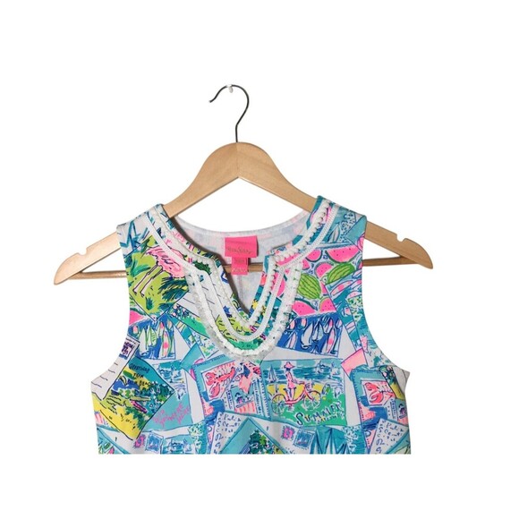 Lilly Pulitzer Dress Girl's Size XL Multicolor Postcards Cotton Blend Sleeveless - Picture 3 of 6
